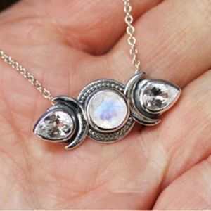 Moonstone & white topaz Selene Necklace